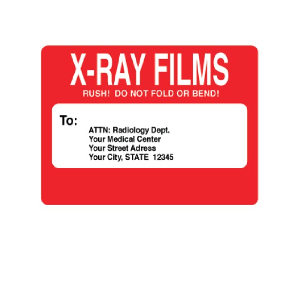 Please Return-X-Ray Films, Med. Cntr. 2-15/16"x3-1/2" White w/Red&Black